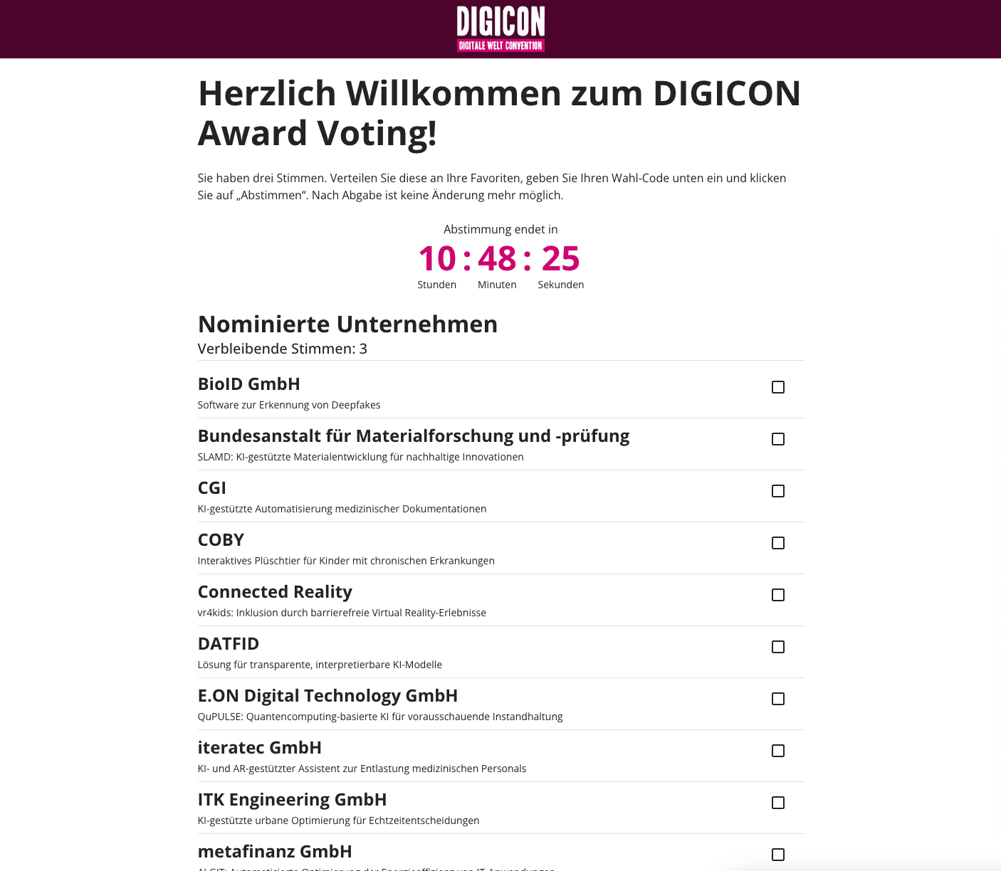 DIGICON Award Voting Project