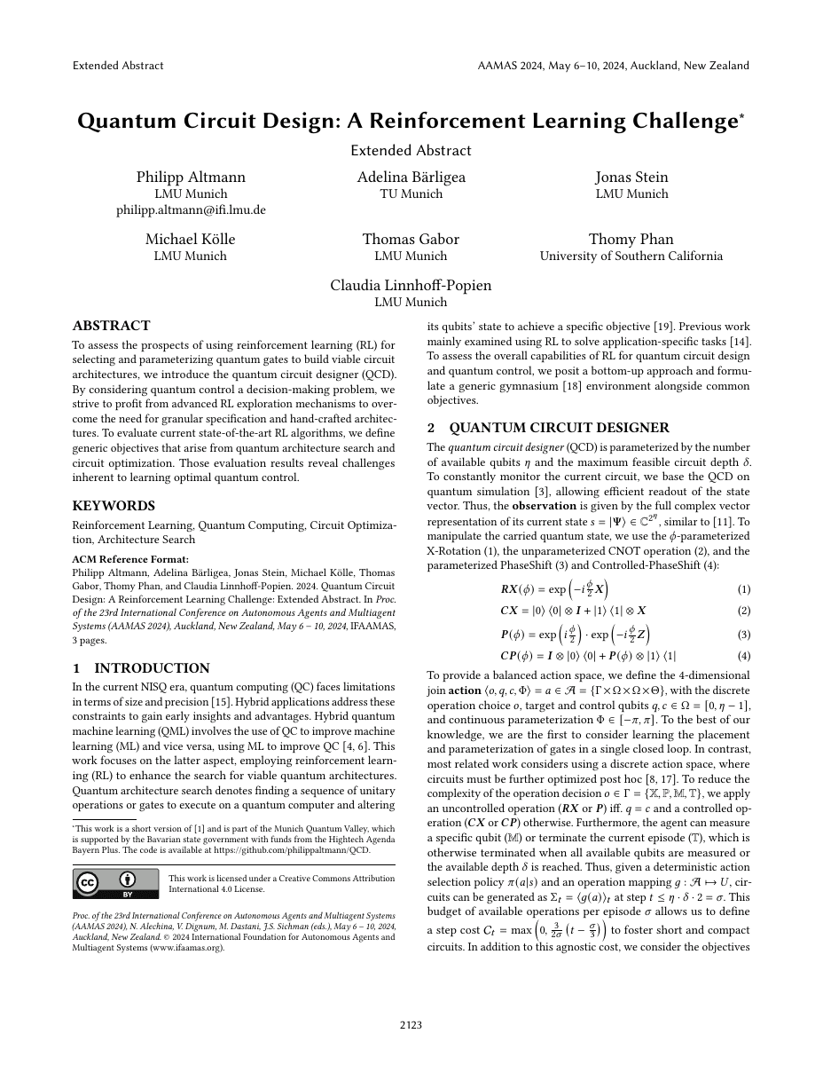 Quantum Circuit Design: A Reinforcement Learning Challenge