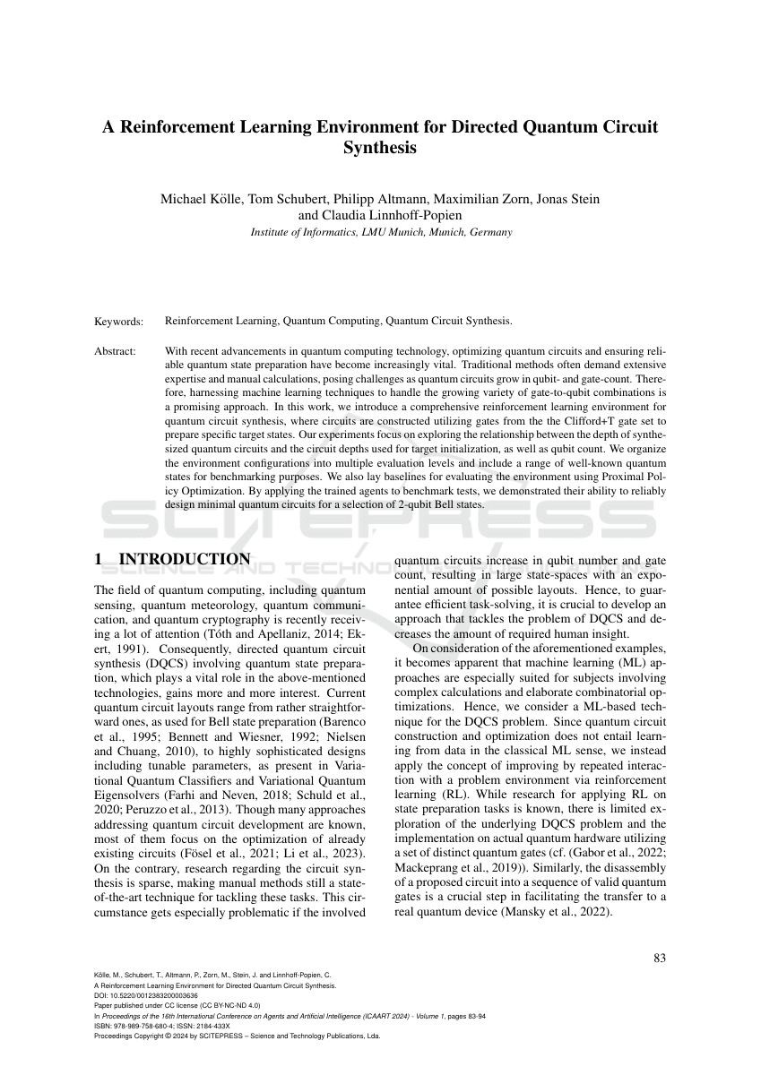 A Reinforcement Learning Environment for Directed Quantum Circuit Synthesis