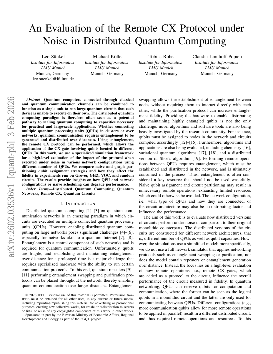 An Evaluation of the Remote CX Protocol under Noise in Distributed Quantum Computing