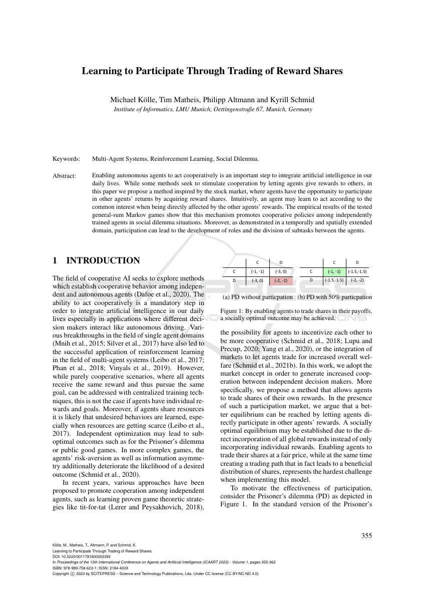 Learning to Participate Through Trading of Reward Shares