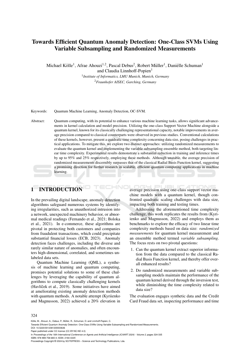 Towards Efficient Quantum Anomaly Detection: One-Class SVMs Using Variable Subsampling and Randomized Measurements
