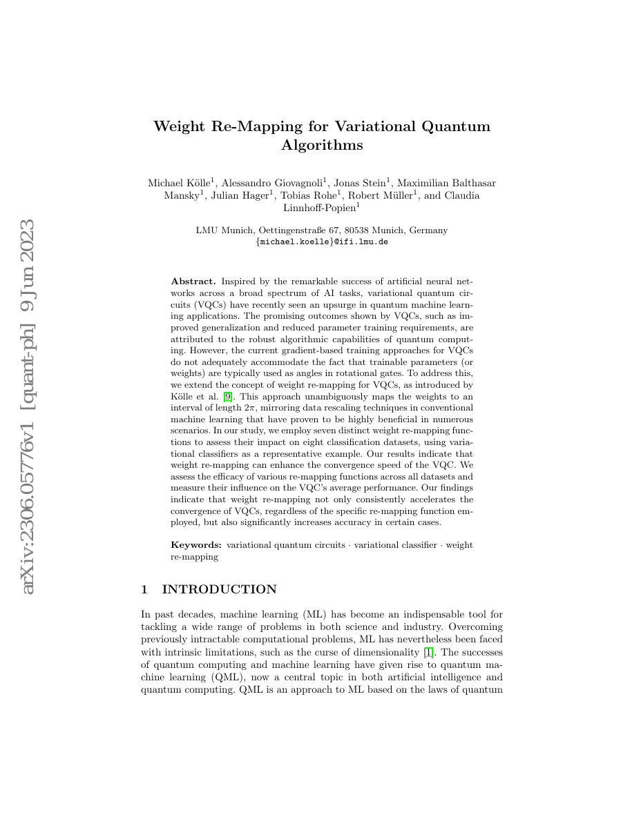 Weight Re-mapping for Variational Quantum Algorithms